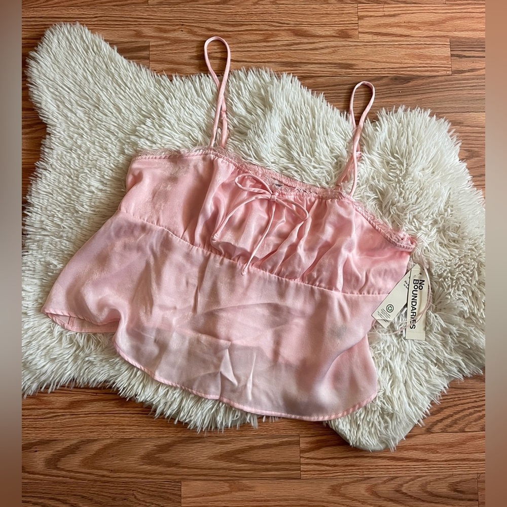 Pink No Boundaries Satin Cropped Tank Top NWT XXL